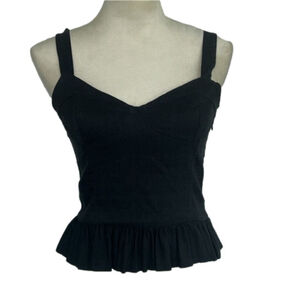 Zara: Black, Crop Top w/Ruffles: Size M